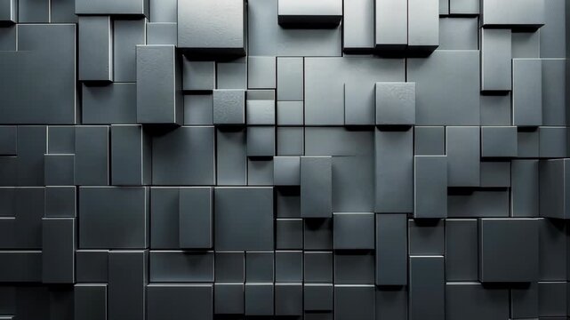 Abstract geometric wall design featuring interlocking dark gray blocks creating a modern aesthetic