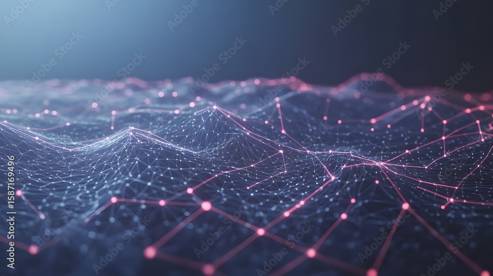 Poster abstract network of interconnected points and lines.