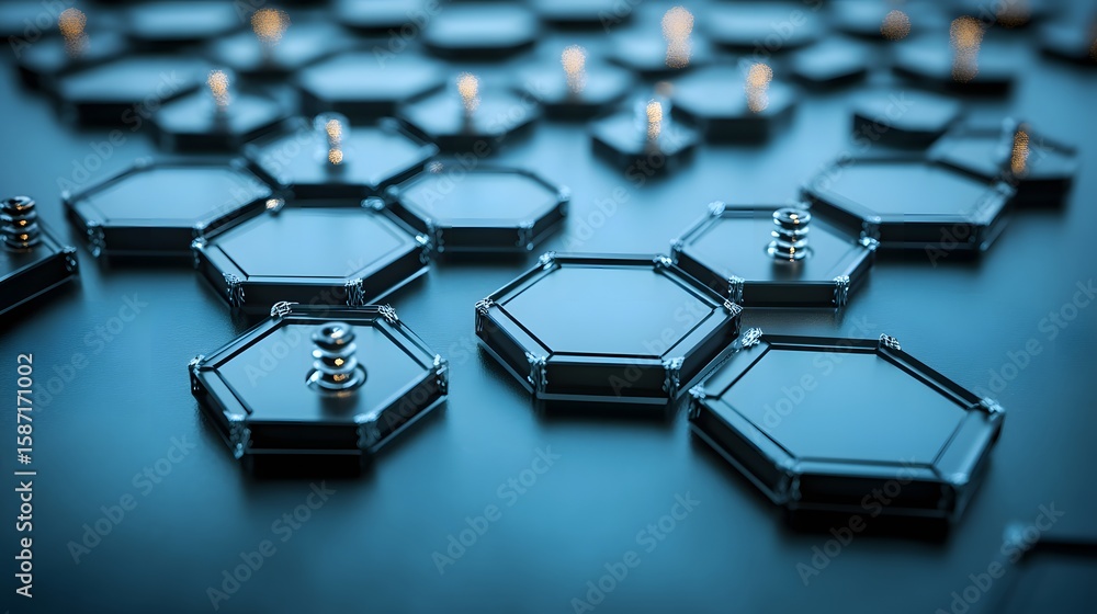 Fototapete Abstract geometric pattern of hexagonal shapes.