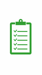 Green clipboard checklist with multiple completed tasks.