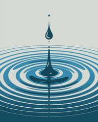 Stylish Water Drop with Ripples Vector Graphic Design for Eco-Friendly and Natural Balance Ideas 