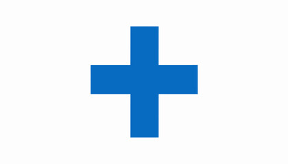 Obraz premium A centered, simple blue plus sign on a white background.