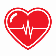 Red heart graphic with a heartbeat line, symbolizing health and wellness.