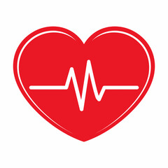A vibrant red heart shape with a white electrocardiogram line, symbolizing health and life.