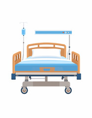 Hospital bed with medical equipment, ready for patient care.