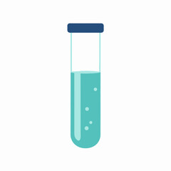 A single test tube filled with light teal liquid, showing bubbles.
