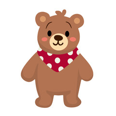 Brown Teddy Bear with Scarf Illustration
