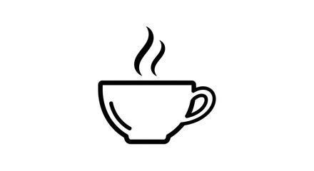 Obraz premium Steaming Coffee Cup on Transparent Background with Minimalist Line Art Style