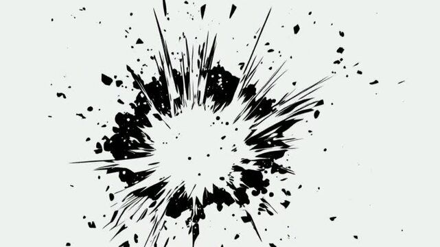 Dynamic manga motion effects with comic-style and explosive bursts on a clean white backdrop. Abstract illustration