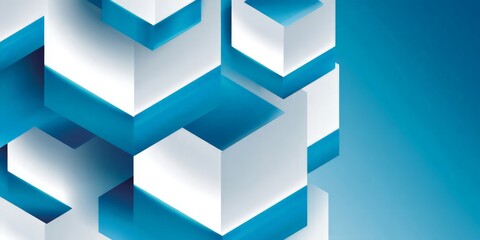 Abstract Geometric Pattern With Cubes In Blue And White
