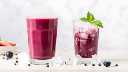 Cold acai blend with visible layers of puree and crushed ice, vibrant clean styling