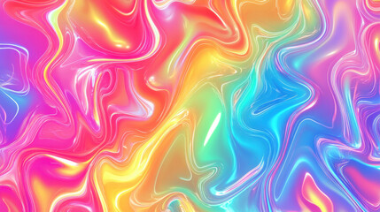 Obraz premium Luminous color fusion with dreamy fluid motion, rich holographic neon swirls, high-resolution abstract digital background for creative design applications —ar 16:9 
