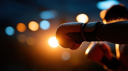 Dynamic Boxer Silhouette with Powerful Pose in Dramatic Lighting