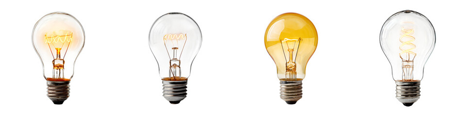 Collection of Different Style Light Bulbs on White