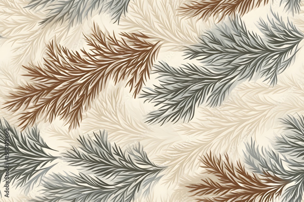 Poster seamless pattern with abstract tree branches in brown and gray on a light background. organic natura