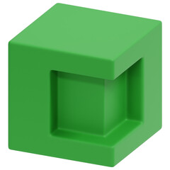 3D Green Inner Cube Icon