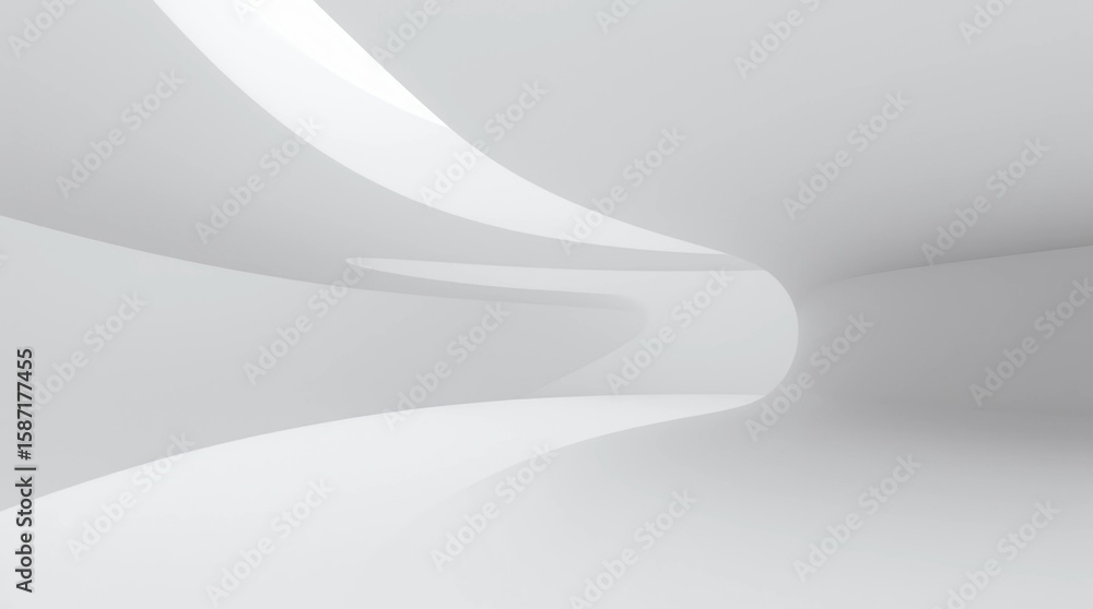 Poster abstract of white curved architectural pattern background,concept of future modern facade design on 
