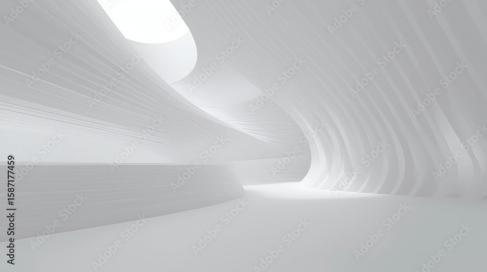 Poster abstract of white curved architectural pattern background,concept of future modern facade design on 