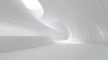 Abstract of white curved architectural pattern background,Concept of future modern facade design on architecture,3d rendering 