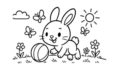 Fun Animal Friends Coloring Page for Kids – Beach, Books, and Playful Scenes