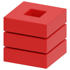 3D Red Layer Stack Icon