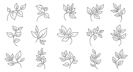 Fototapeta premium Elegant Black Floral Pattern with Leaf Motifs on White Background