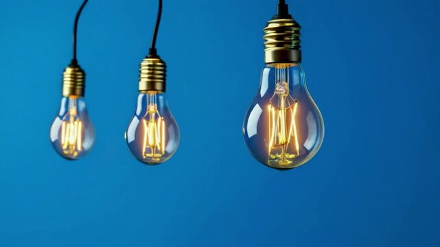 Light bulbs on dark blue background blue.