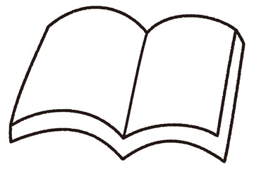 モノクロの開いた本のイラスト