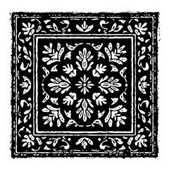 Obraz premium Isolated Batik Filled Rectangle black white on plain background