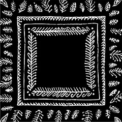 Obraz premium Isolated Paisley Filled Rectangle black white on plain background