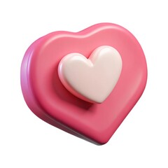 Two 3d rendered hearts in pink and light pink isolated on white background