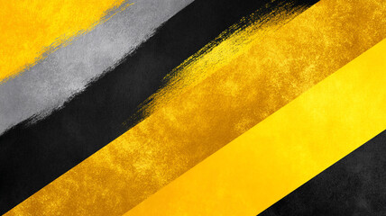 Abstract diagonal brush strokes in yellow, gold, black, and grey