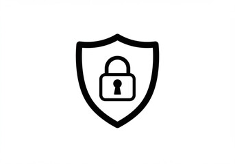Black shield icon with a padlock inside representing security and protection
