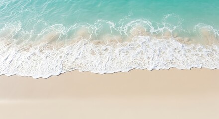 Waves Rolling on Sandy Beach, Ocean Shore, Aerial View, Tranquil Environment, Natural Beauty Concept