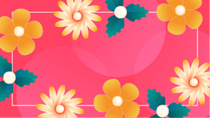 Pink background with holly berries and flowers surrounding a white rectangle. Suitable for holiday cards, invitations, banners, and festive designs.