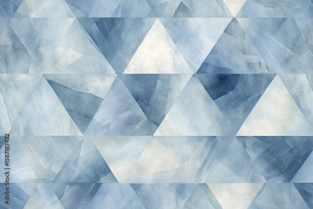 Poster abstract art composed of light blue and white triangles. geometric pattern with a crystal-like textu