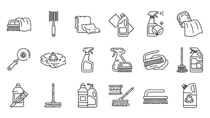 Collection of Cleaning Supplies and Equipment for Home and Professional Use