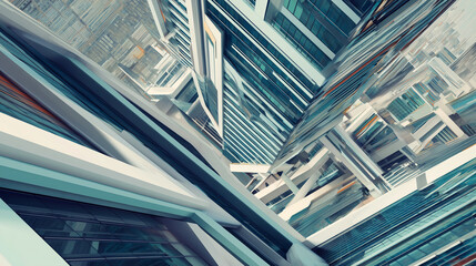 Obraz premium Futuristic geometric art urban landscape digital design modern environment close-up view angular patterns