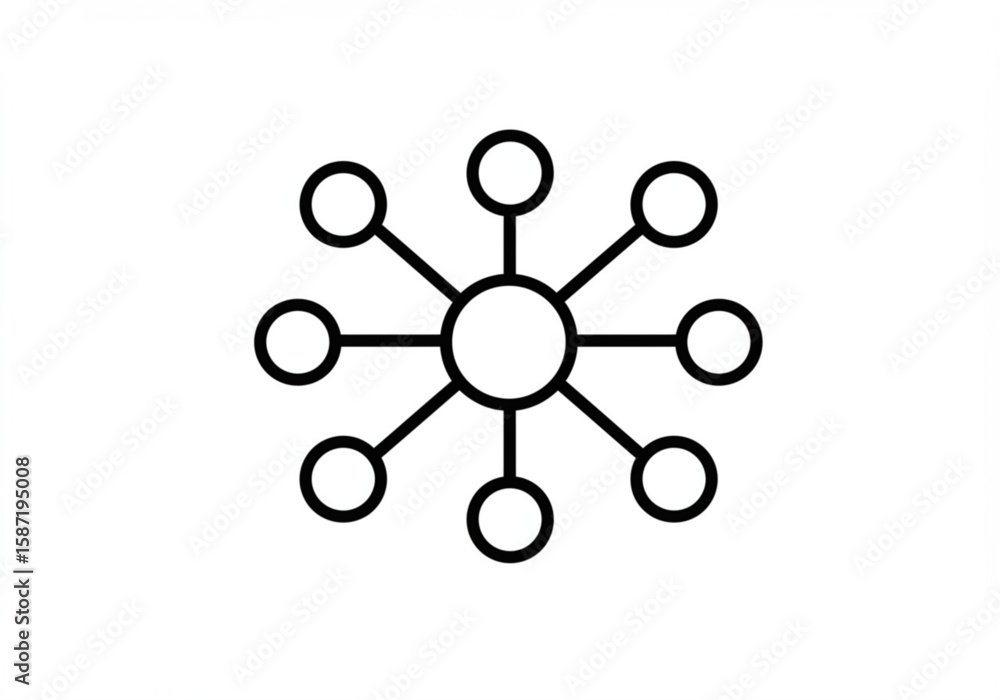 Poster abstract network diagram with central node connected to multiple satellite nodes
