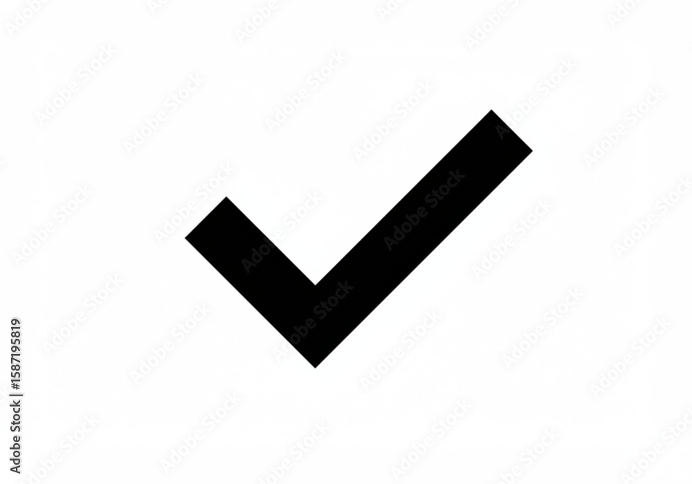 Poster simple black check mark symbol on a clean white background for approval or confirmation