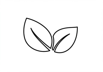 Simple black outline drawing of two overlapping leaves on a white background