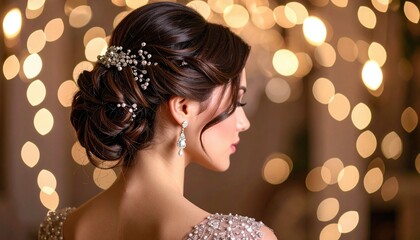 Elegant Woman's Profile View With Updo And Accessories