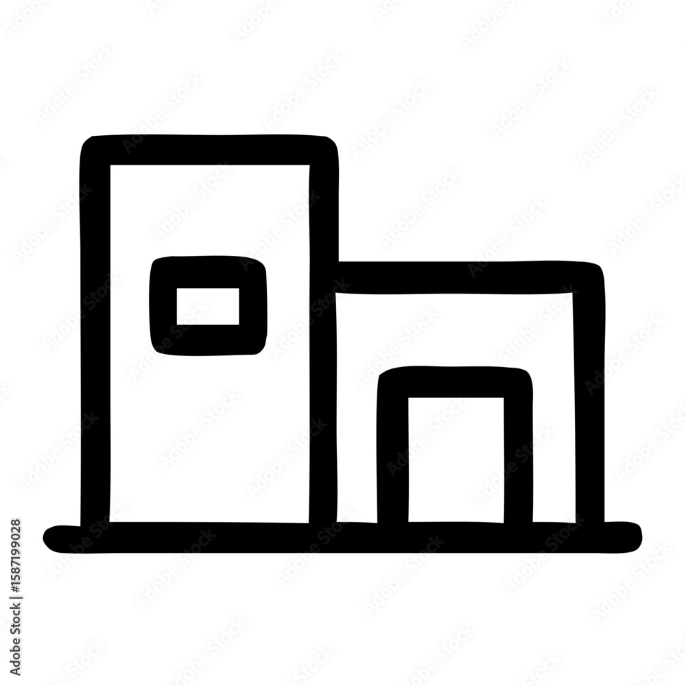 Poster handdrawn minimal building structure architecture icon element design