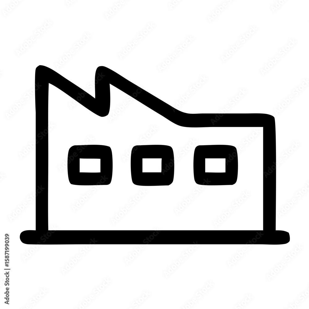 Poster outline minimalist factory building construction architecture icon symbol