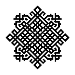 Isolated Tunisian Mosaic Filled Rectangle black white on plain background