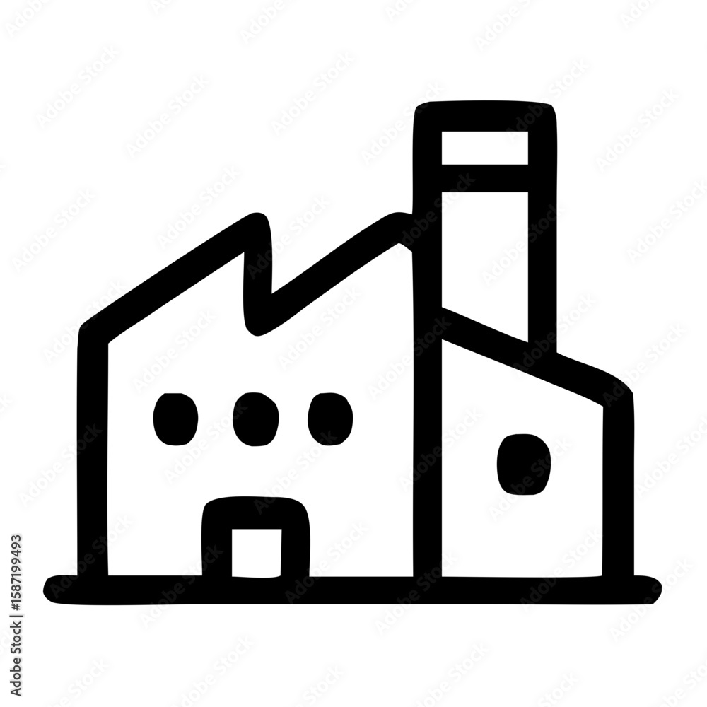 Poster simple outline factory building minimalist symbol design element icon