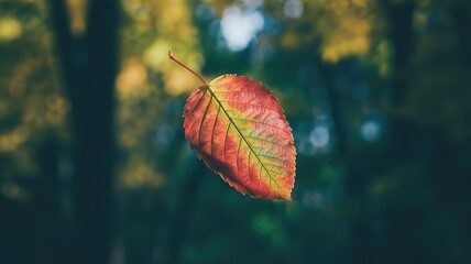 Falling autumn leaves reveal intricate leaf veins