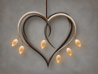 the abstract concept of 'love' visualized as intertwined glowing vines growing through a metallic he