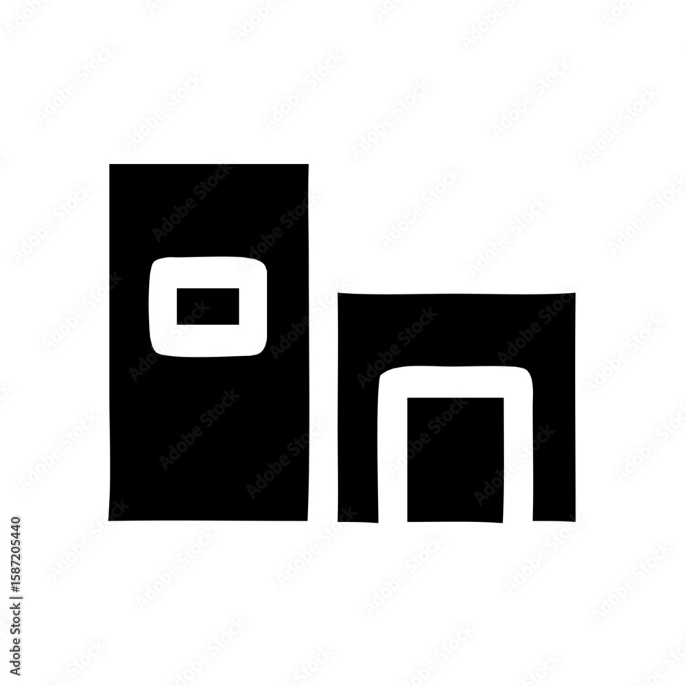 Poster handdrawn minimal building structure architecture icon element design