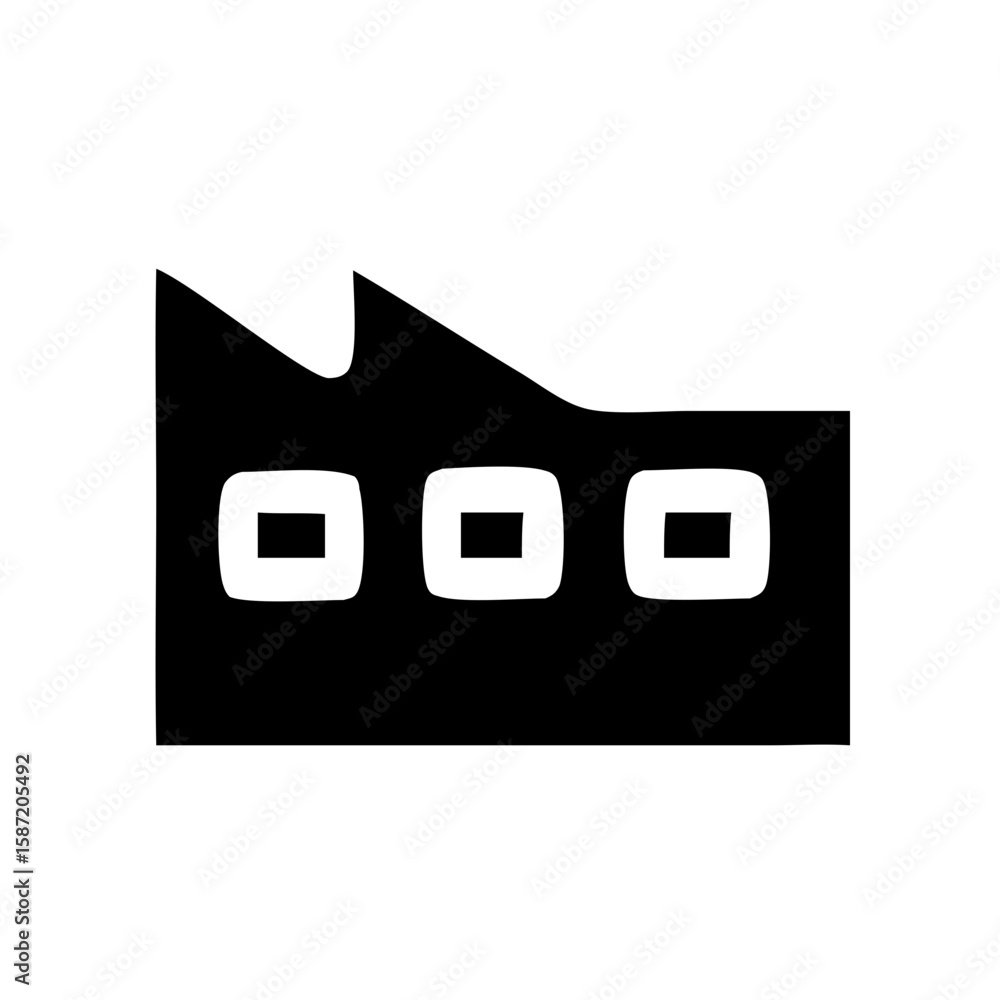 Poster outline minimalist factory building construction architecture icon symbol